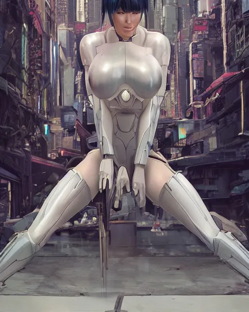 Image similar to weta disney pixar movie still portrait photo of motoko kusanagi ghost in the shell : : as cyborg woman by pixar : : by weta, wlop, ilya kuvshinov, rossdraws, artgerm, marvel, maxim cover, latex, octane render, sweaty, iridescent, bright morning, anime, liosh, mucha : :