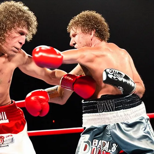 Image similar to ”ESPN photograph of Zack de la Rocha punching Jon Bon Jovi in boxing match, 4k uhd”