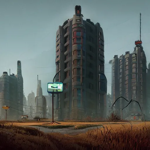 Prompt: half life 2 citadel, simon stalenhag,