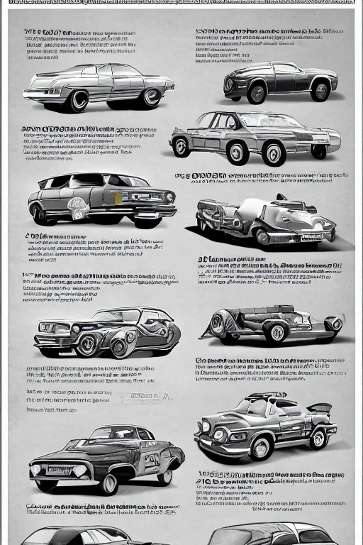 Prompt: illustration showing the evolution of cars