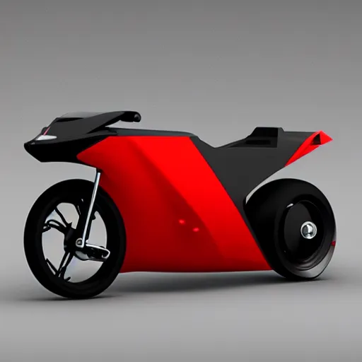 Image similar to detailed design, prototype of next Gen concept red minimalistic motorcycle, Japanese engineering, blade runner style, 3d, photorealism