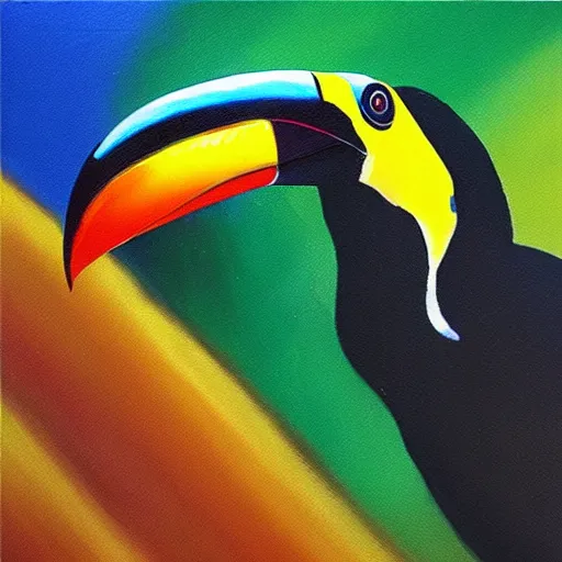Image similar to toucan rastafarian oil painting, 4K