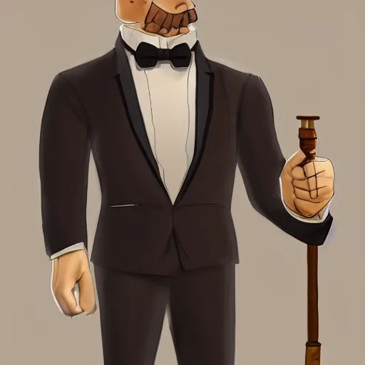 Prompt: cyclopean giant in a tuxedo, digital portrait, 4 k, trending on artstation