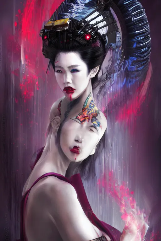 Image similar to agile geisha cyberpunk Dragon princess, digital art, 8k ,character ,realistic, portrait, hyperrealistic