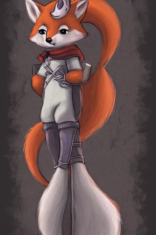 Image similar to a cute medieval anthropomorphic fox with a fluffy tail, comic art, trending on furaffinity, cartoon, kawaii, backlighting, furry art!!!, cool shading, concept art