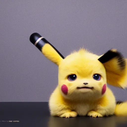 Image similar to sneezing model cute detective pikachu sneezing at a model photoshoot studio lighting by annie leibovitz