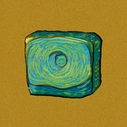 Image similar to illustration of a bar of soap in the style of van gogh