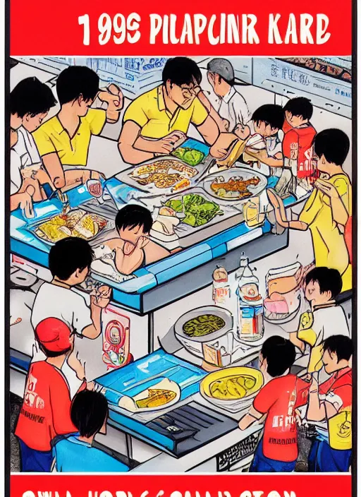 Image similar to 1 9 9 0 s singaporean public education poster for hawker centres