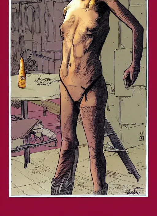 Prompt: a portrait of laetitia by butcher and moebius