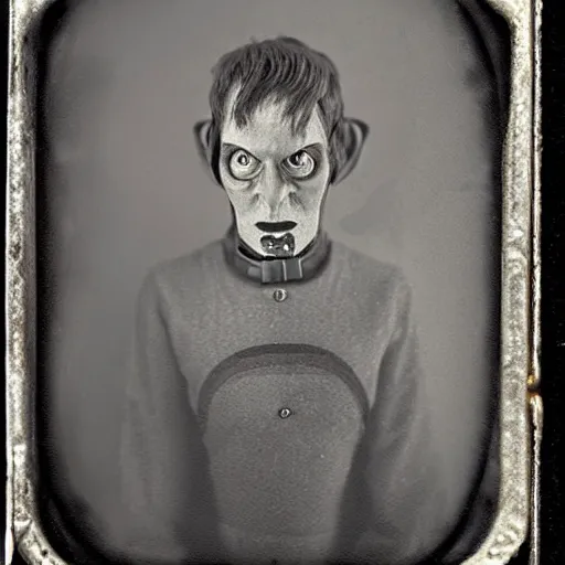 Prompt: a tintype of an angry alien