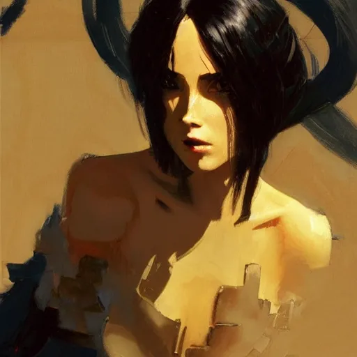 Image similar to alita, intricate, elegant, highly detailed, greg manchess, mucha, liepke, ruan jia, jeffrey catherine jones, ridley scott