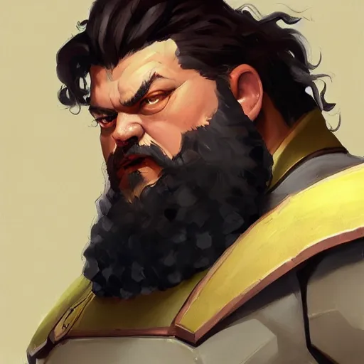 Image similar to greg manchess portrait painting of armored rubeus hagrid as overwatch character, medium shot, asymmetrical, profile picture, organic painting, sunny day, matte painting, bold shapes, hard edges, street art, trending on artstation, by huang guangjian and gil elvgren and sachin teng