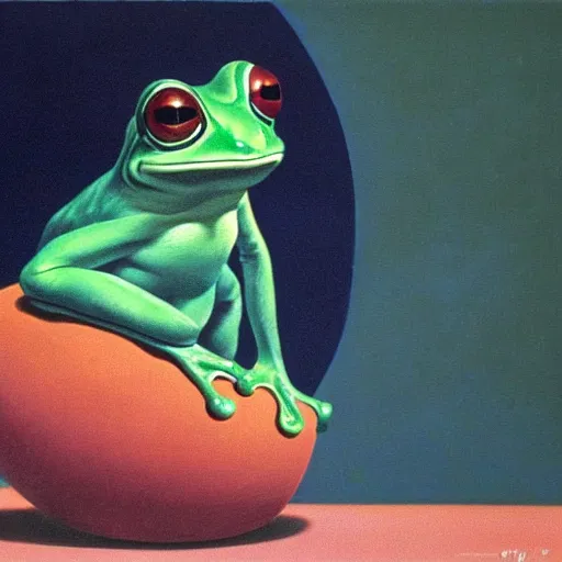 Prompt: cute frog by René Magritte, detailed, 4k