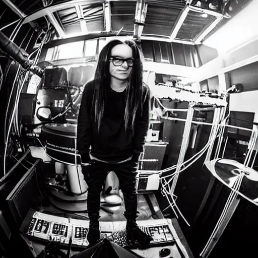 Prompt: skrillex in an actual boiler room