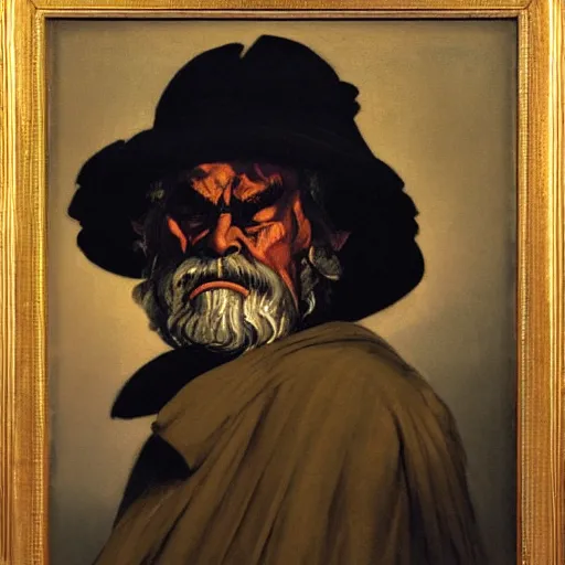 Prompt: an angry old man by francisco goya and angus mcbride, oil painting, 4 k