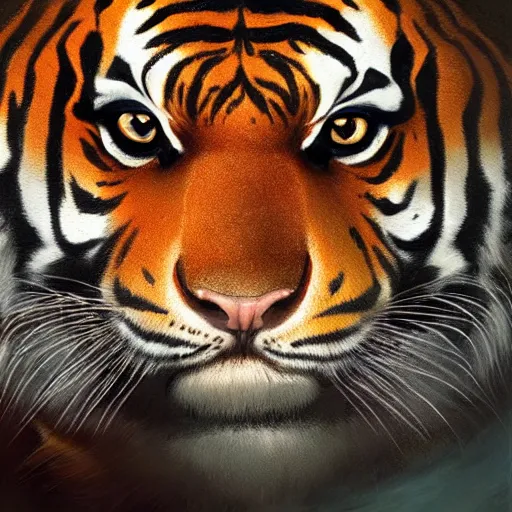 Moody Tiger Stunning Close-up in 8k Resolution Stock Illustration -  Illustration of techniques, screen: 296880336