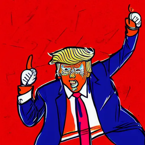 Prompt: digital art of Donald trump dancing in a (((((((synthwave)))))))) costume