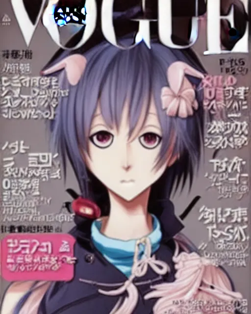 Image similar to anime girl on the cover of vogue wearing balenciaga, ufo table,