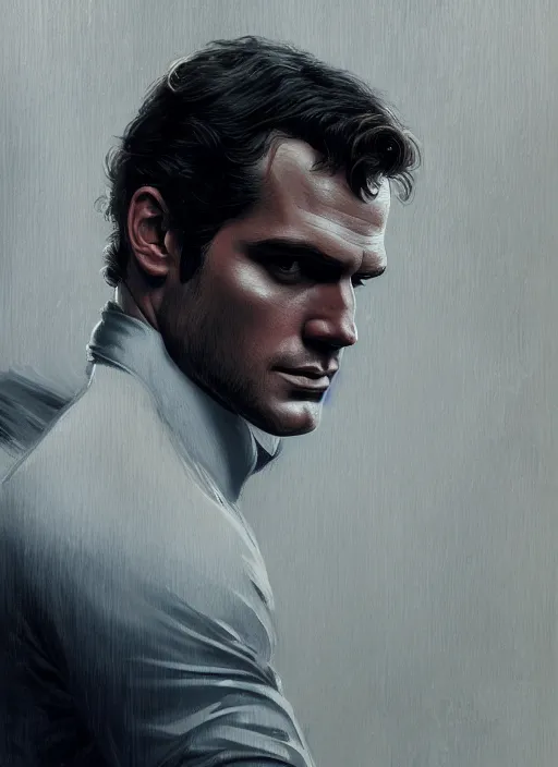 Image similar to portrait of henry cavill as james bond, casino, rain, aston martin, highly detailed, digital painting, artstation, concept art, cinematic lighting, sharp focus, illustration, by gaston bussiere alphonse mucha