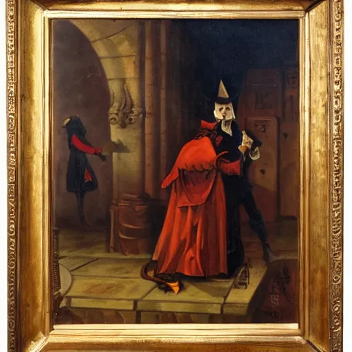Prompt: faust bargain with mephisto oil painting