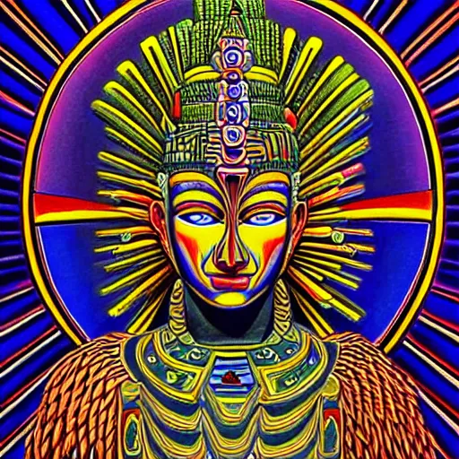 Image similar to aztec vishnu, symmetrical, alex gray