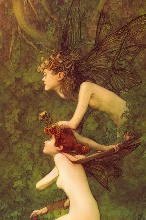 Image similar to a faerie, by jean - baptiste monge and maxfield parrish