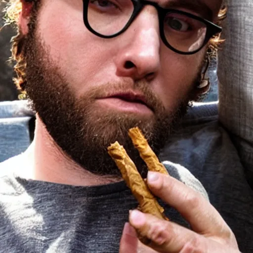 Prompt: seth rogan as jesus passing a blunt to his disciples