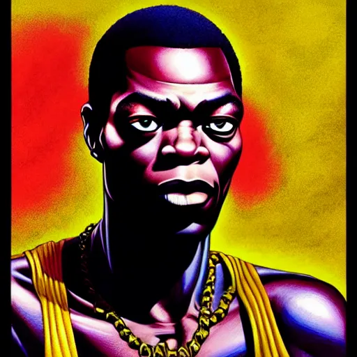 Image similar to fela kuti by clyde caldwell, ilya kuvshinov, rossdraw, very detailed