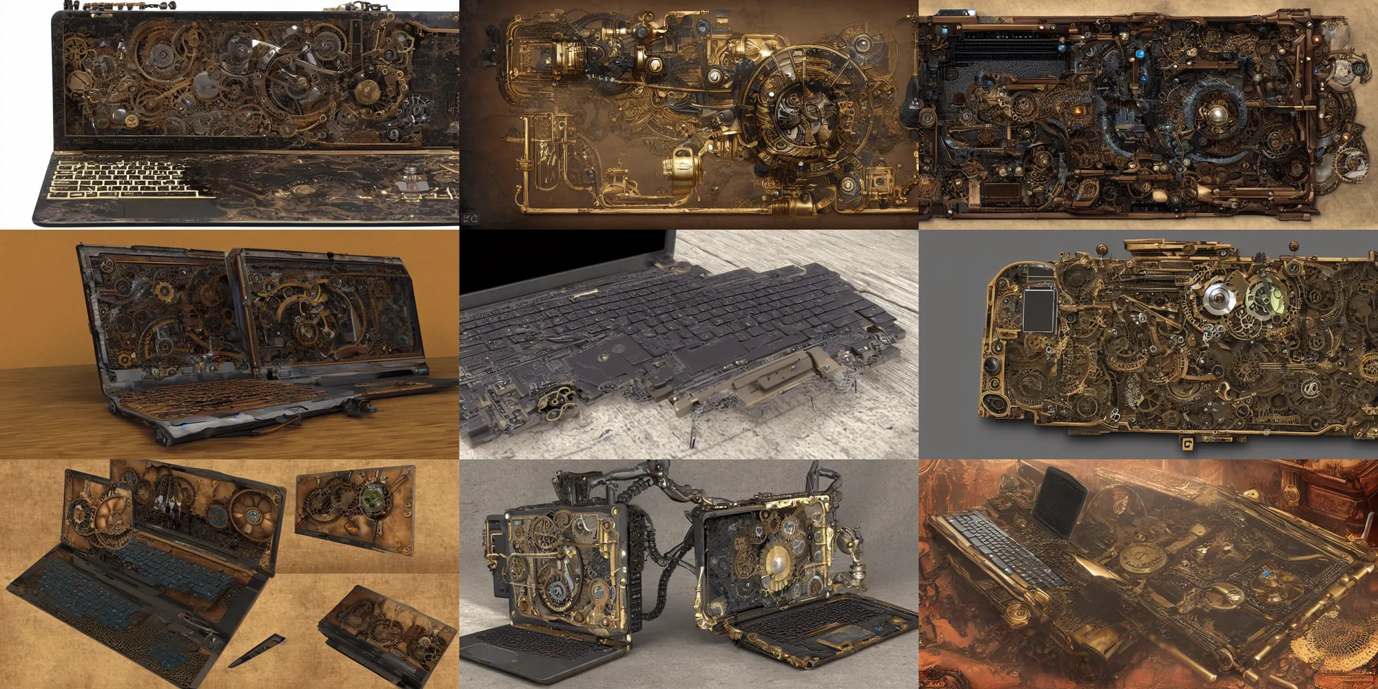 Prompt: a steampunk laptop computer, intrincate, highy detailed, 4 k, high quality