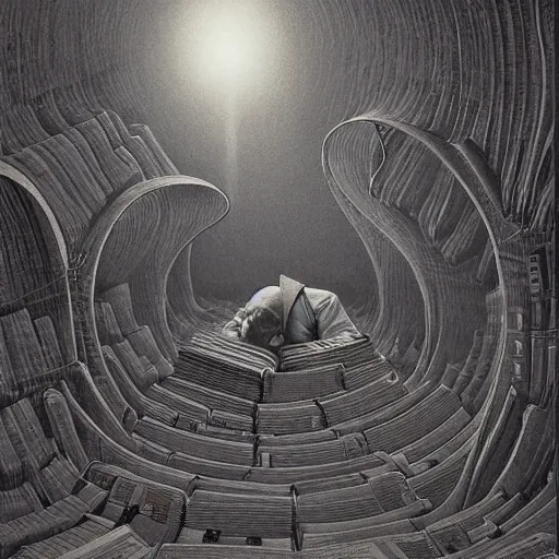 Image similar to National Book Lovers Day by zdzisław beksiński