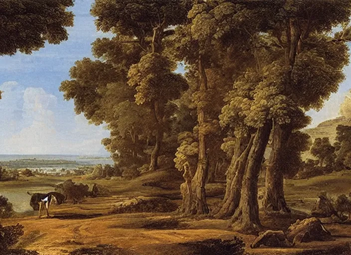 Image similar to highly detailed landscape of the african velt, beautiful, bright atmosphere : claude lorrain