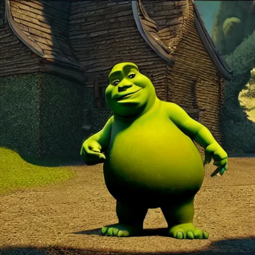 Image similar to Shrek as a new Valorant agent, valorant gameplay