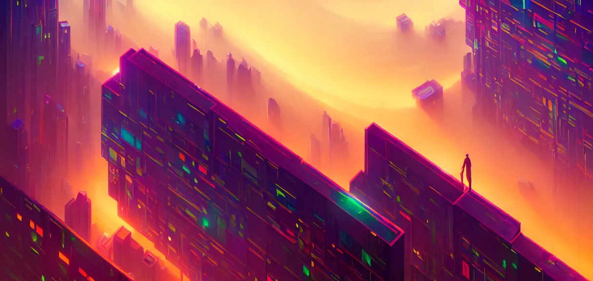 Prompt: post - minimalism portrait of triangle city, top down view, the magic eclipsing, iridescent tubes, vibrant color scheme, highly detailed, in the style of romanticism, cinematic, artstation, moebius, greg rutkowski