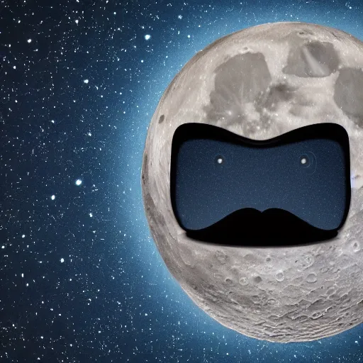 Image similar to futuristic portrait of the moon with mustache