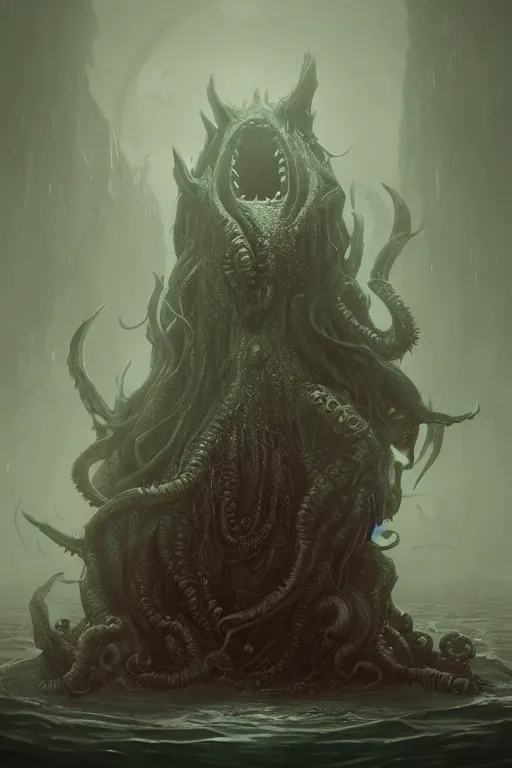 Image similar to lovecraftian monster, extremely detailed digital art, in the style of greg rutkowski, trending on artstation, 8 k