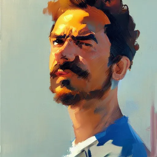 Image similar to greg manchess portrait of mario, medium shot, asymmetrical, profile picture, organic painting, sunny day, matte painting, bold shapes, hard edges, street art, trending on artstation, by huang guangjian and gil elvgren and sachin teng