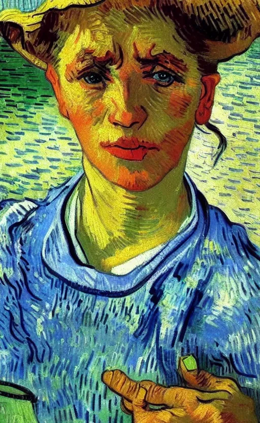 Image similar to detailed expressionist!! oil painting masterpiece portrait of a washerwoman in the river!! by van gogh, 8 k resolution, smooth, sharp focus, matte painting, beautiful masterpiece expressionist painting