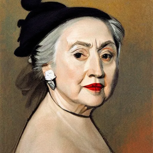 Prompt: detailed portrait of hillary clinton wearing beautiful earrings by francisco goya