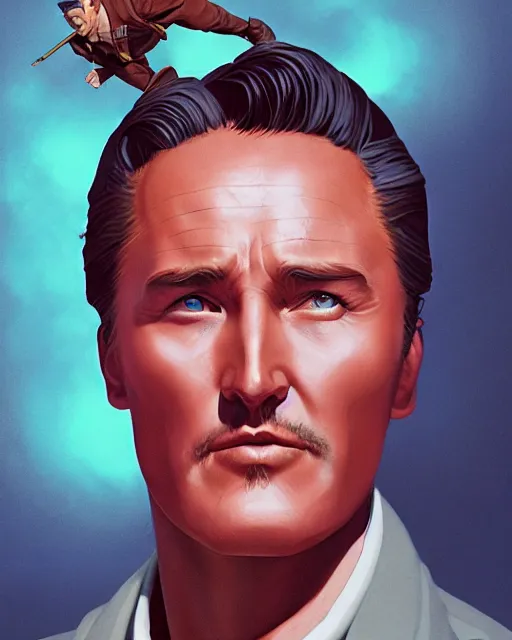 Image similar to Errol Flynn as a scientist. 1980s dystopian Soviet Russia, propaganda screens. Stephen Bliss, unreal engine, fantasy art by Greg Rutkowski, Loish, Rhads, Makoto Shinkai and Lois van baarle, Ilya Kuvshinov, rossdraws global illumination, radiant light, faithfully depicted facial expression, perfect anatomy, detailed and intricate environment