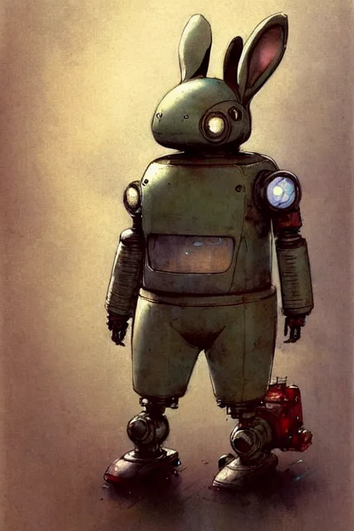 Image similar to adventurer ( ( ( ( ( 1 9 5 0 s retro future robot android fat wise old rabbit android. muted colors. ) ) ) ) ) by jean baptiste monge!!!!!!!!!!!!!!!!!!!!!!!!! chrome red