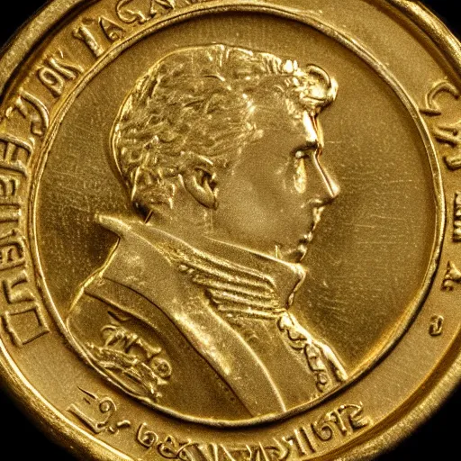 Image similar to close up photo of a gold coin, high detail, complex