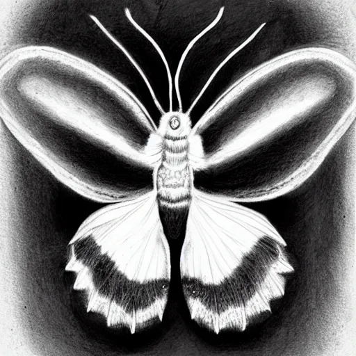 Image similar to black and white illustration, creative design, moth