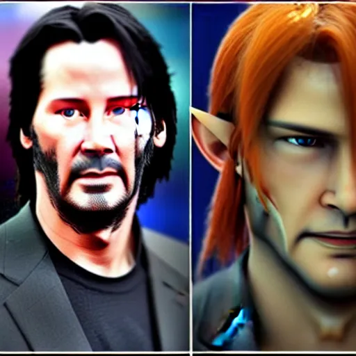 Prompt: keanu reeves mixed with link from legend of zelda