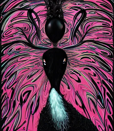 Image similar to TIm Burtons style Black Swan by Alex Pardee and Nekro and Petros Afshar, and James McDermott,unstirred paint, vivid color, cgsociety 4K