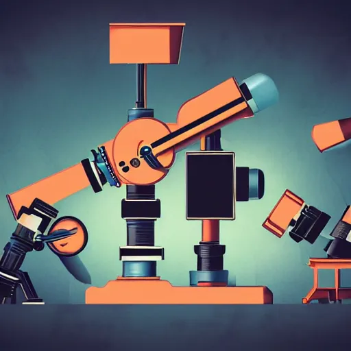 Prompt: editorial illustration microscope, fine texture, dynamic composition, detailed, matte print, dynamic perspective, colorful modern