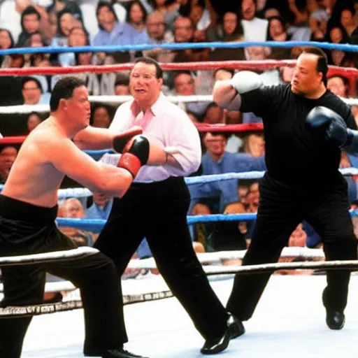 Prompt: obese elon musk fighting obese steven seagal in a boxing match, wet