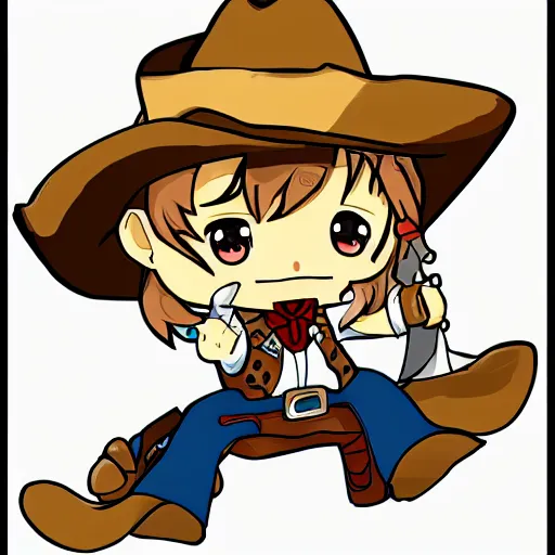 Prompt: cute cowboy character, chibi, anime