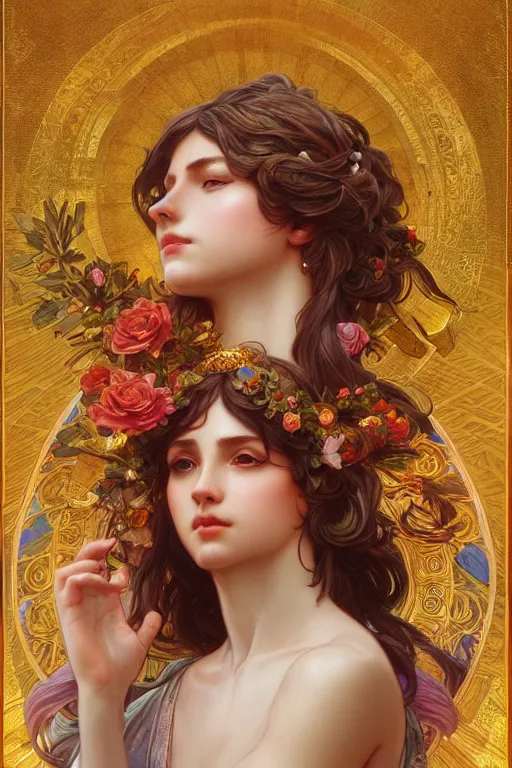 Image similar to goddess of love and peace, highly detailed, digital painting, artstation, concept art, smooth, sharp focus, illustration, Unreal Engine 5, 8K, art by artgerm and greg rutkowski and alphonse mucha