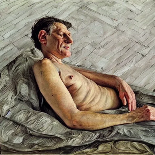 Image similar to artwork by lucian freud