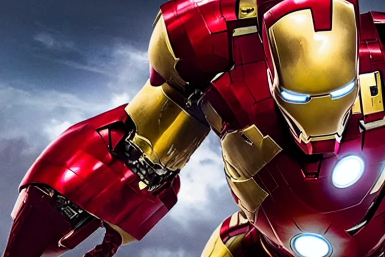 Image similar to Film still of Elon Musk as Iron Man, wearing the Iron Man armour, Marvel Studios